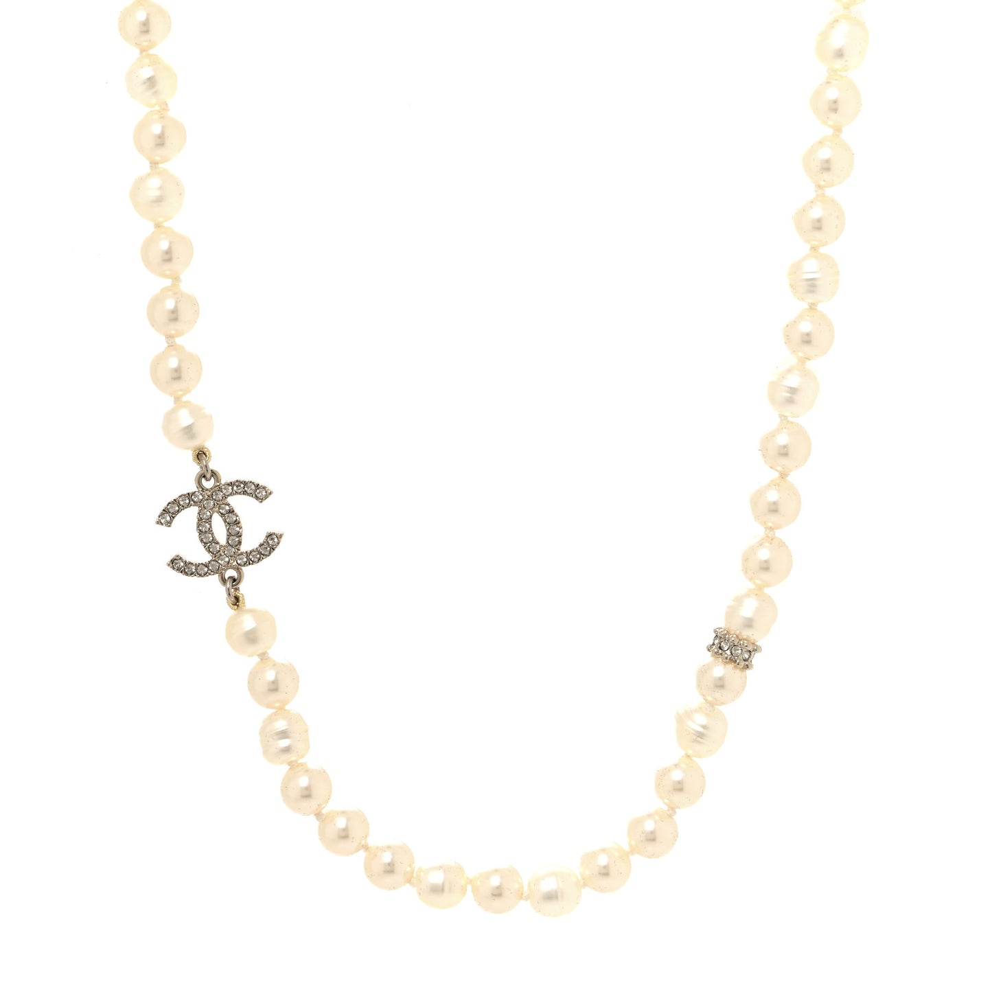 Pearl Crystal CC Short Necklace Gold White