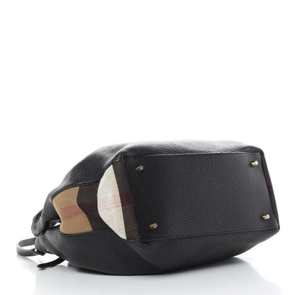 Burberry Grainy Calfskin House Check Medium Maidstone Black 4 of 14