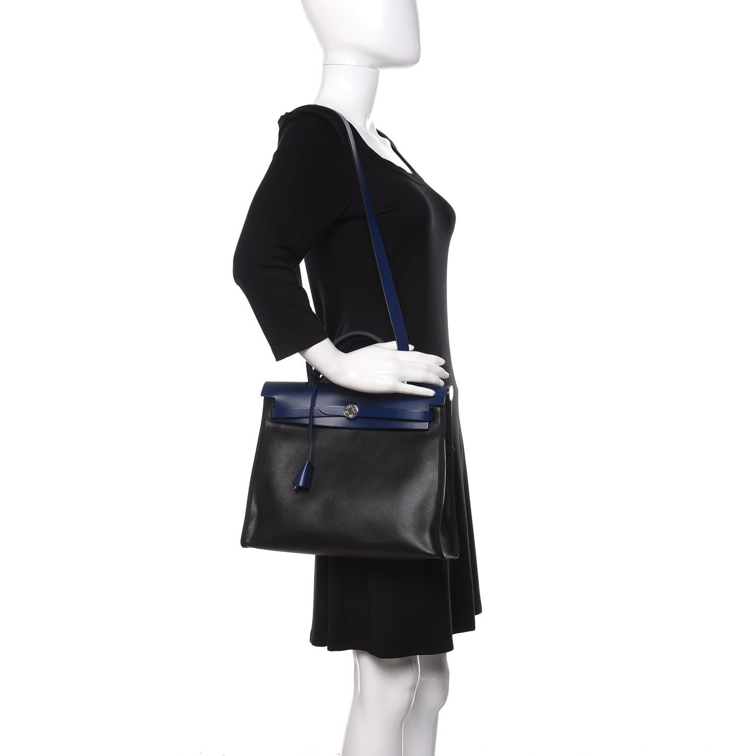 Hermes Toile H Berline Vache Hunter Herbag Zip PM 31 Bleu Encre Black 2 of 10