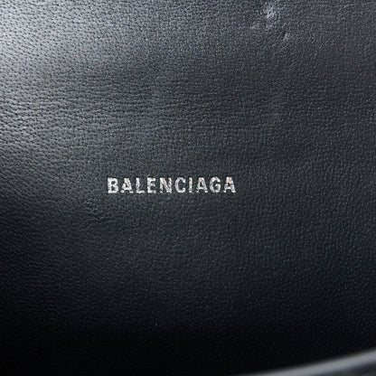 Balenciaga Shiny Calfskin Strass Monochrome Crocodile Embossed Hourglass Top Handle Bag XS Black 5 of 9
