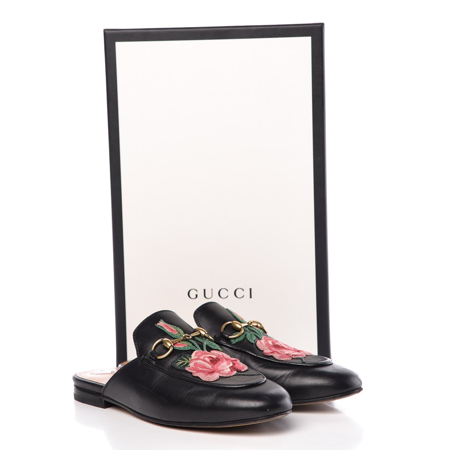 Gucci Calfskin Flower Embroidered Princetown Slippers 36 Black 18 of 18