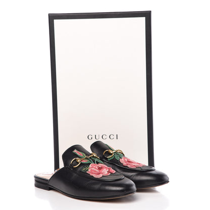Gucci Calfskin Flower Embroidered Princetown Slippers 36 Black 18 of 18