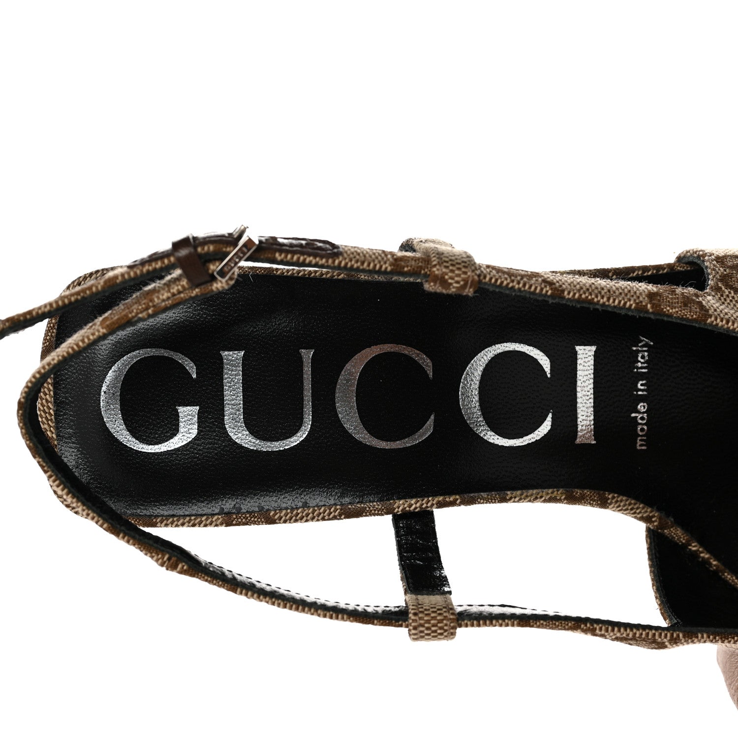 Gucci Monogram Malga Kid Square G 75mm Slingback Pumps 36 Beige Ebony New Acero 7 of 8