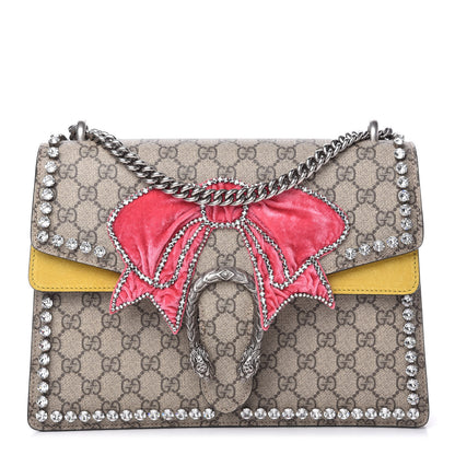 Gucci GG Supreme Monogram Crystal Bow Embroidered Medium Dionysus Shoulder Bag Yellow 1 of 10