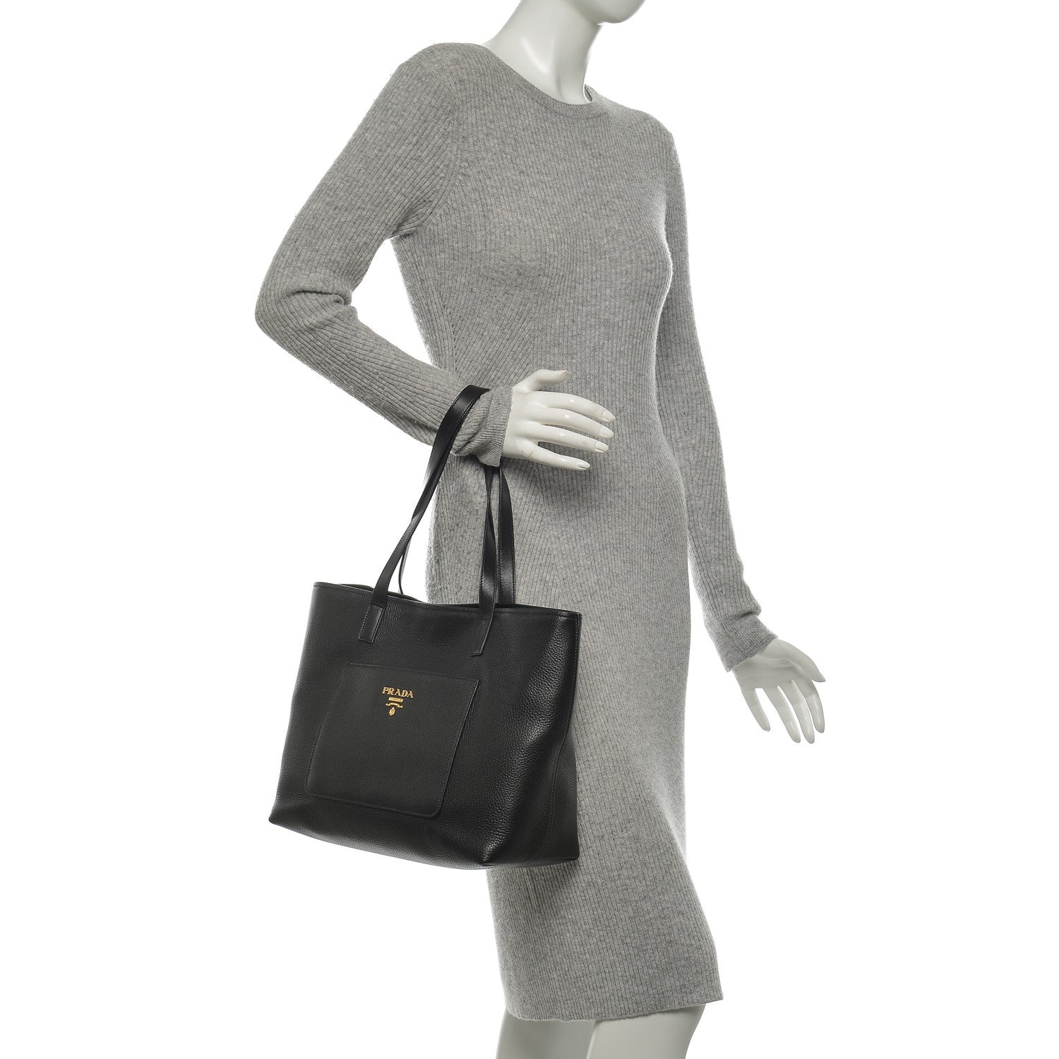 Prada Vitello Daino Tote Nero Black 2 of 8