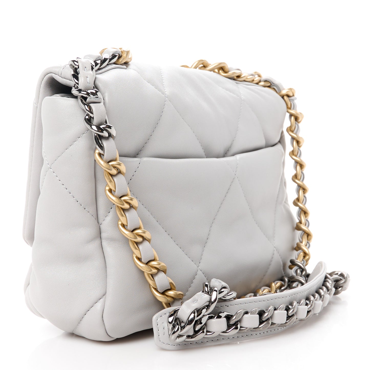 Lambskin Quilted Medium Chanel 19 Flap Grey