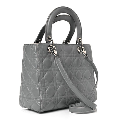 Christian Dior Lambskin Cannage Medium Lady Dior Grey 3 of 9
