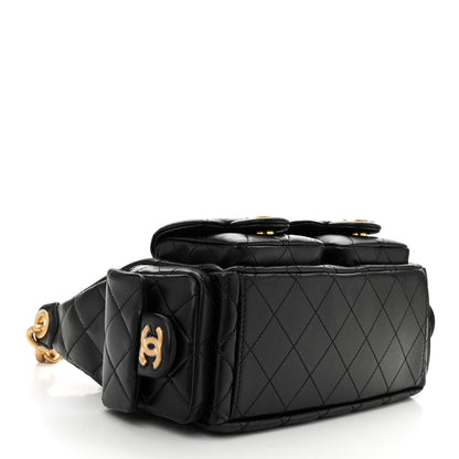 Chanel Shiny Lambskin Quilted Trendy Pockets Hobo Black 2 of 10