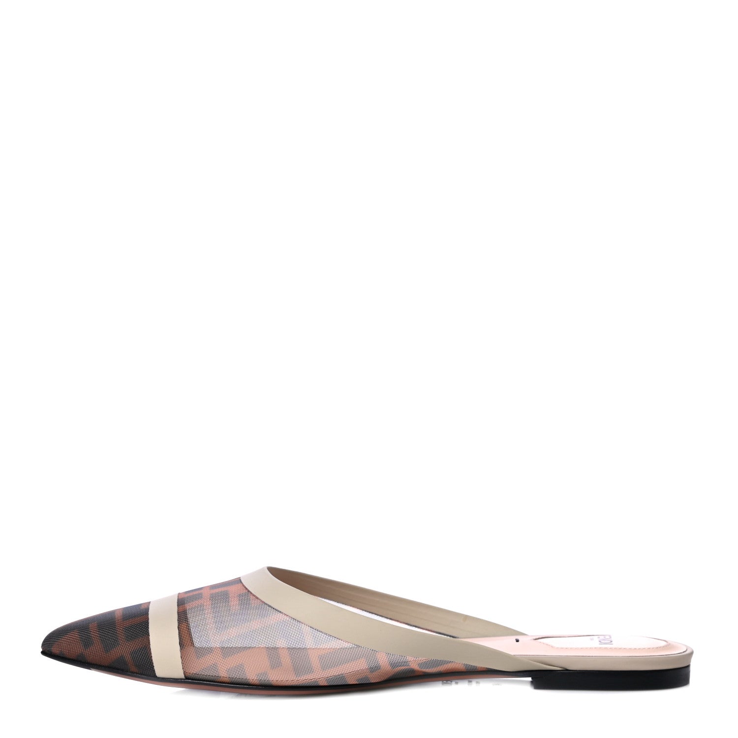 Fendi Technical Mesh Vitello FF Colibri Flat Mules 40.5 Tobacco Moro Camelia 1 of 12
