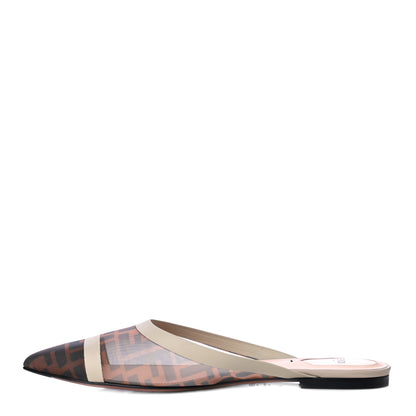 Fendi Technical Mesh Vitello FF Colibri Flat Mules 40.5 Tobacco Moro Camelia 1 of 12