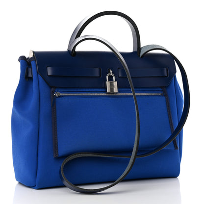 Hermes Toile Militaire Vache Hunter Herbag Zip Retourne 31 PM Bleu Electrique Bleu Saphir 4 of 13