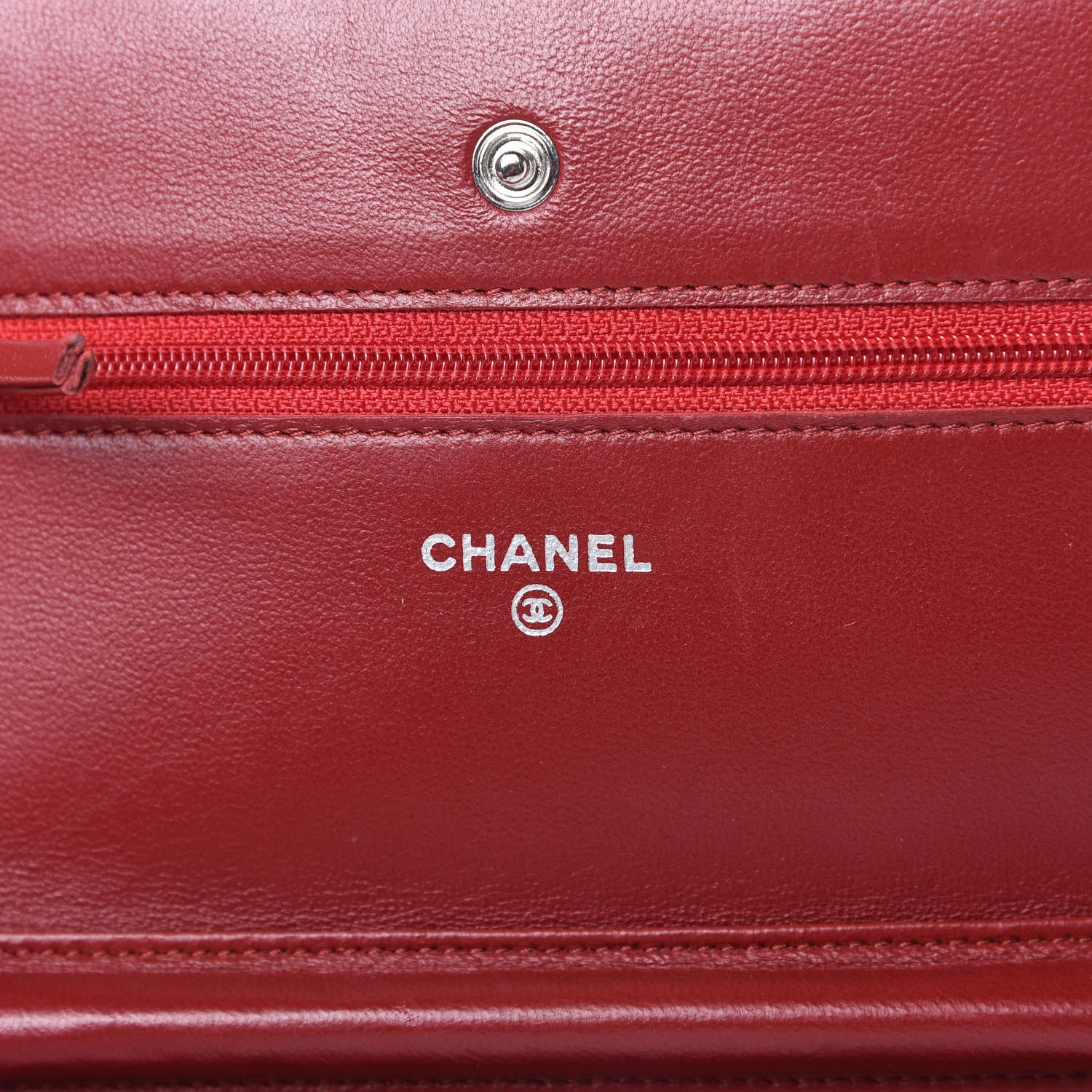 Chanel Lambskin Quilted Wallet on Chain WOC Red 8 of 11