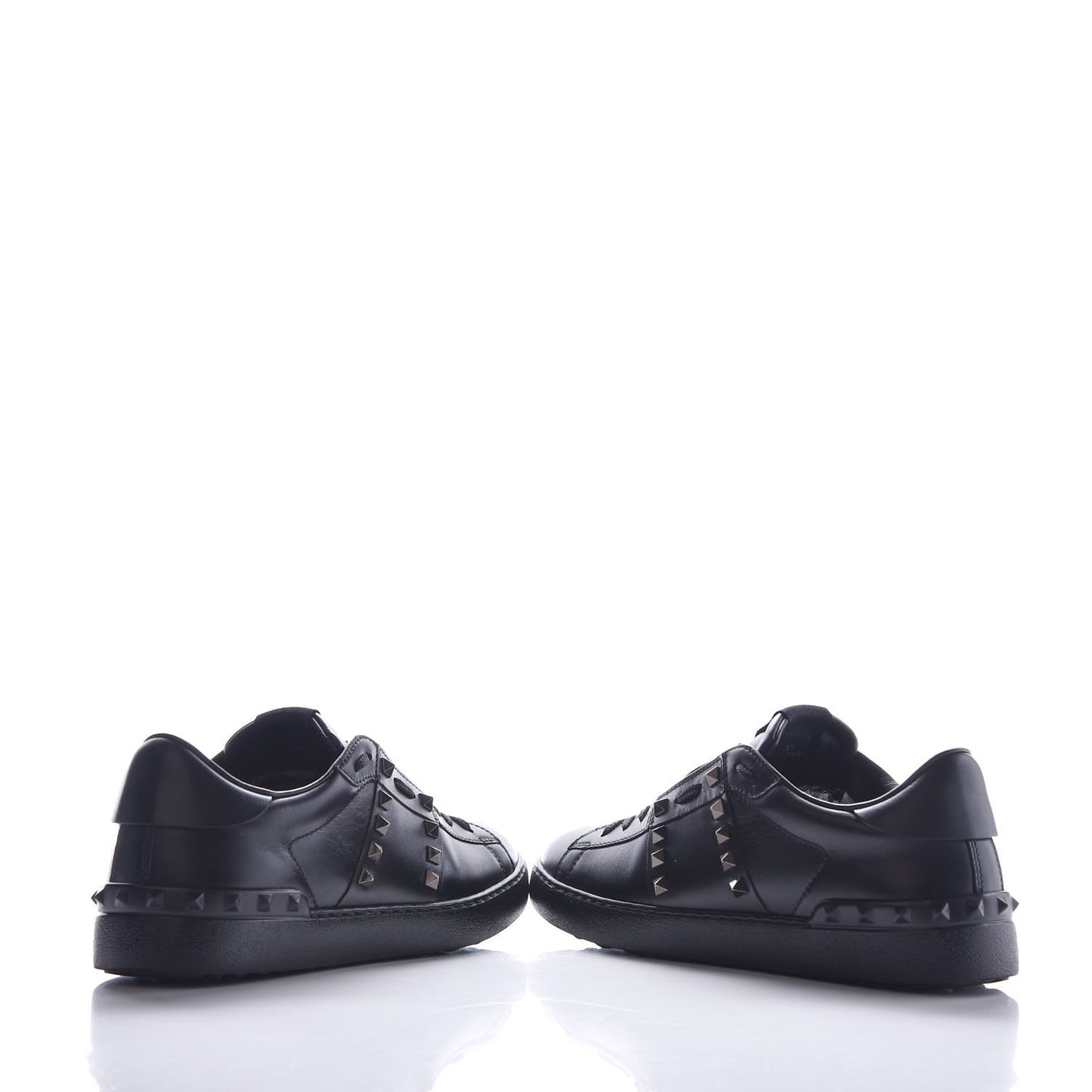 Calfskin Mens Rockstud Untitled Open Sneakers 39 Black
