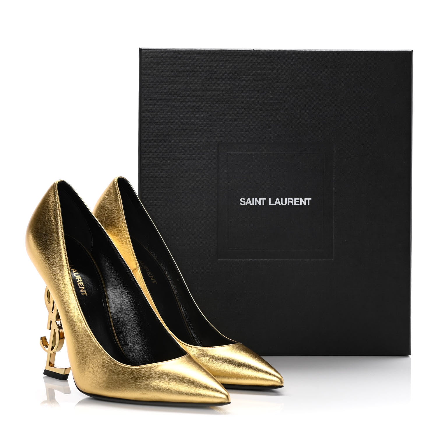 Saint Laurent Calfskin Opyum 100 Pumps 39 Gold 16 of 16
