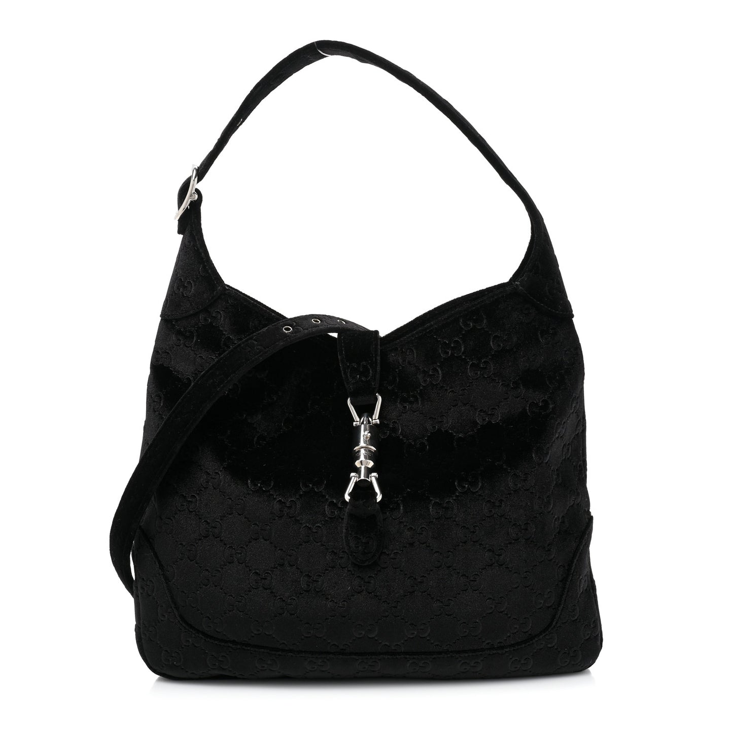 Velvet GG Monogram Small Jackie 1961 Hobo Black