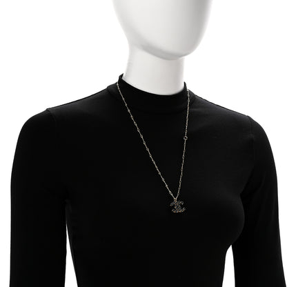 Chanel Glitter Resin Crystal CC Necklace Gold Blue 2 of 7