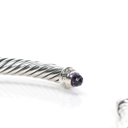 David Yurman Sterling Silver Diamond Amethyst 5mm Cable Classics Bracelet 4 of 6