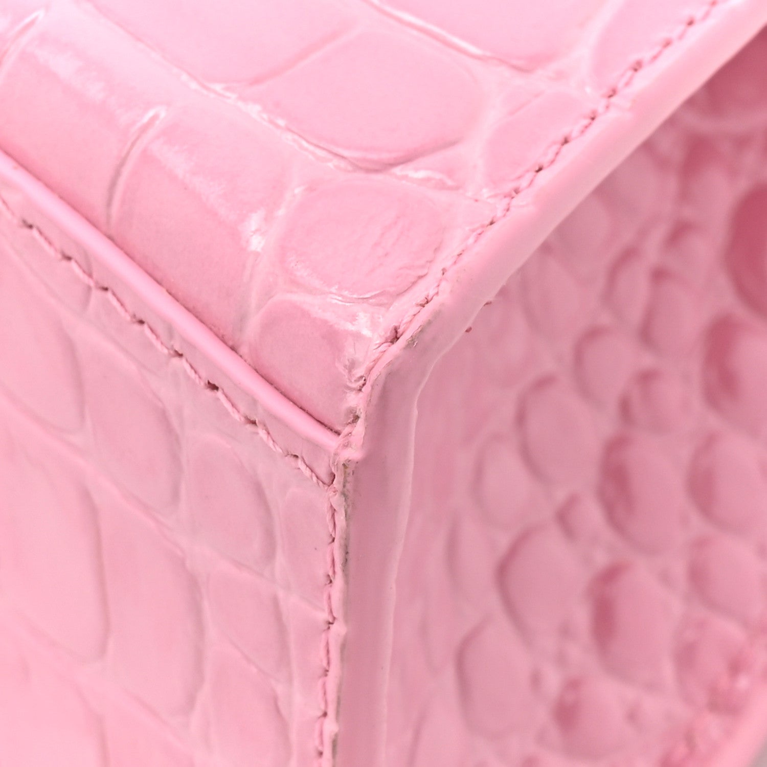 Balenciaga Shiny Calfskin Crocodile Embossed Hourglass Top Handle Bag XS Sweet Pink 12 of 12