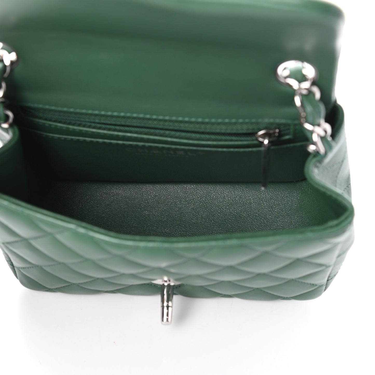 Lambskin Quilted Mini Square Flap Green