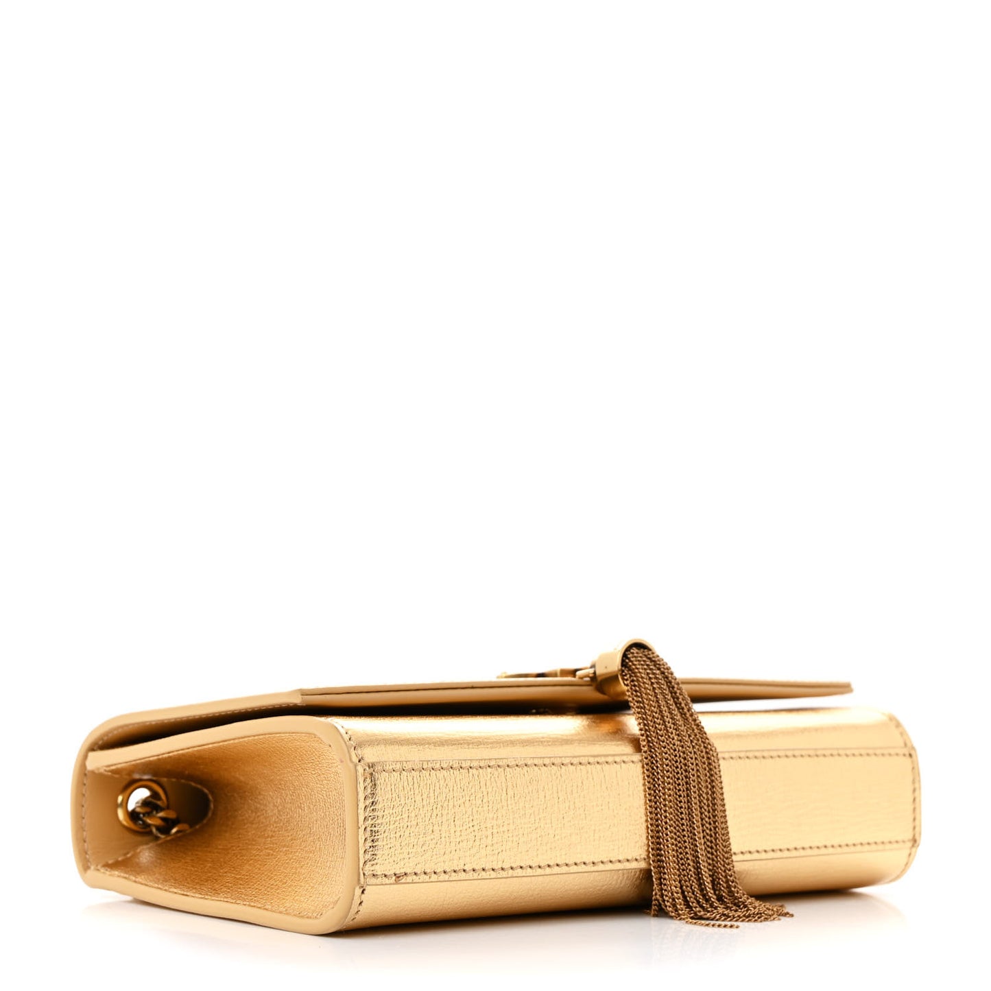 Metallic Calfskin Small Classic Monogram Kate Tassel Satchel Gold