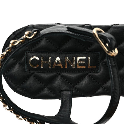 Chanel Crumpled Calfskin Chain Sandals 35.5 Black 7 of 8