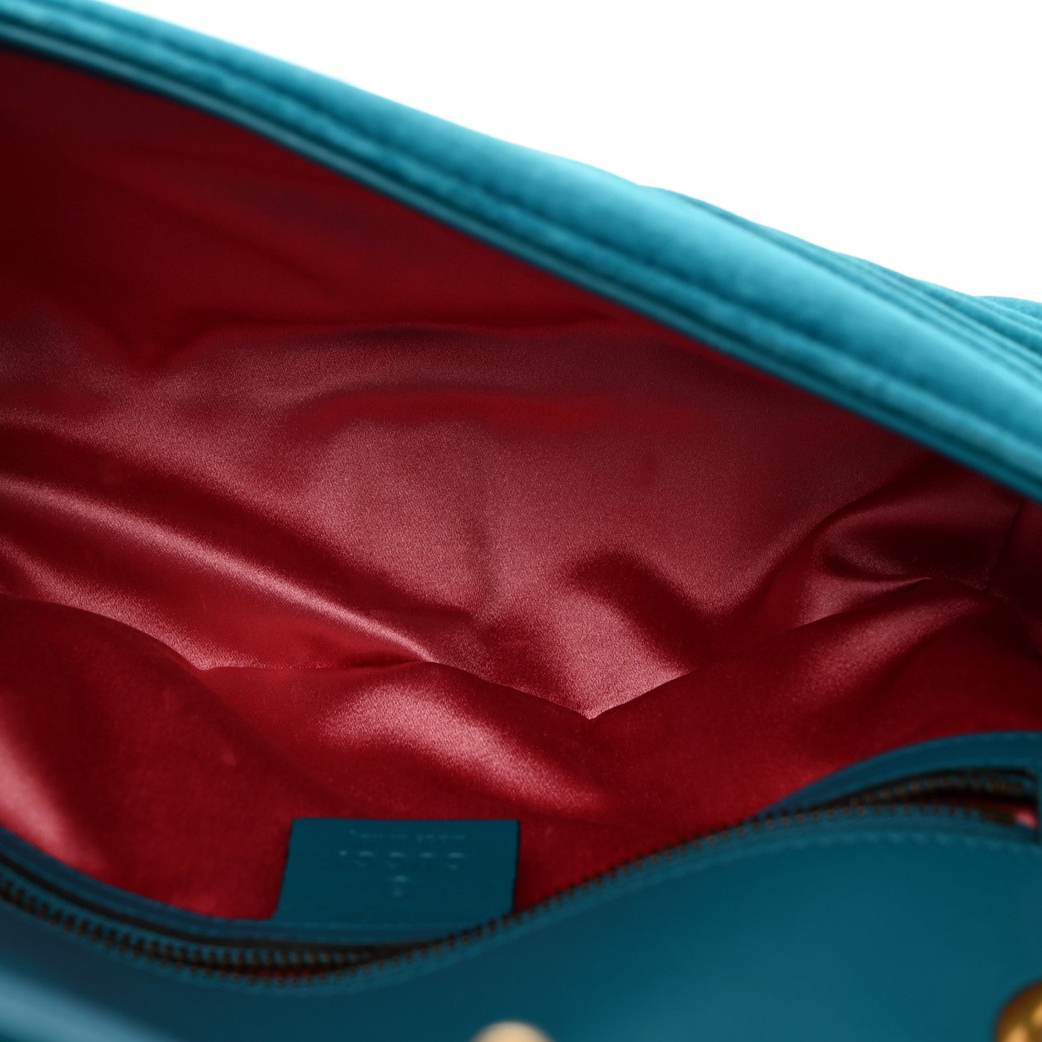 Gucci Velvet Matelasse Small GG Marmont Shoulder Bag Pavone Cyan 5 of 10