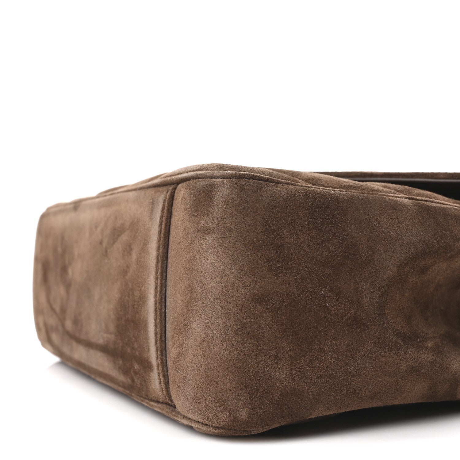 Saint Laurent Suede Chevron Quilted Medium LouLou Bark Brown 11 of 12