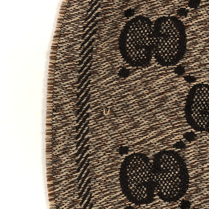 Gucci Wool Jacquard GG Monogram Sten Fringe Scarf Beige Dark Brown 3 of 5