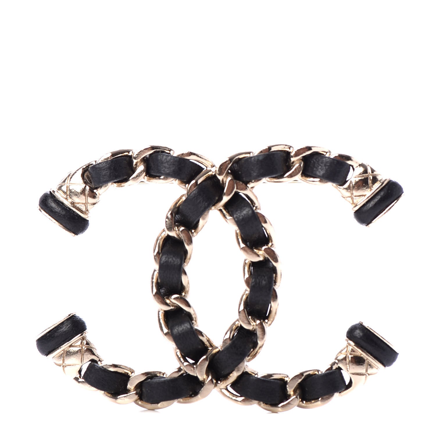 Chanel Lambskin Chain CC Brooch Black Gold 1 of 5