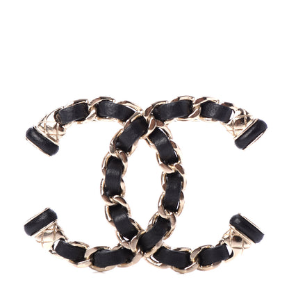 Chanel Lambskin Chain CC Brooch Black Gold 1 of 5