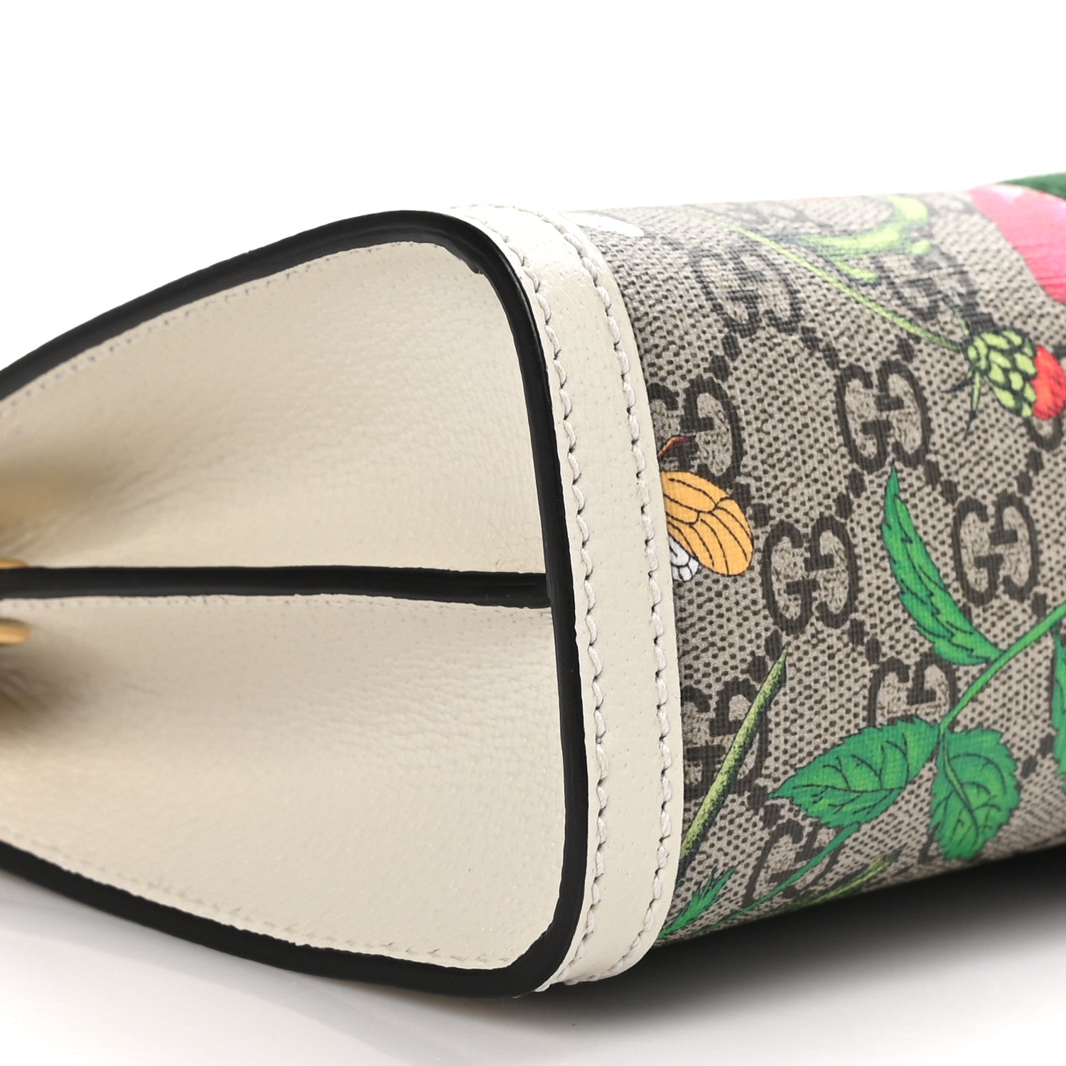 Gucci GG Supreme Monogram Flora Web Small Ophidia Chain Shoulder Bag White 9 of 11