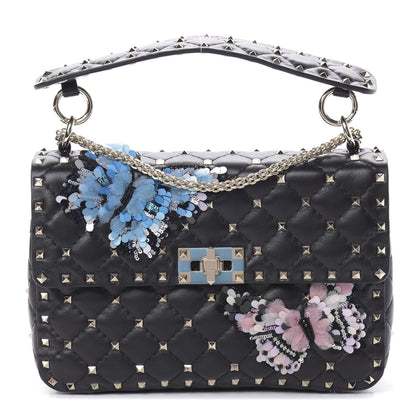 Valentino Garavani Nappa Butterfly Medium Rockstud Spike Shoulder Bag Black 1 of 12