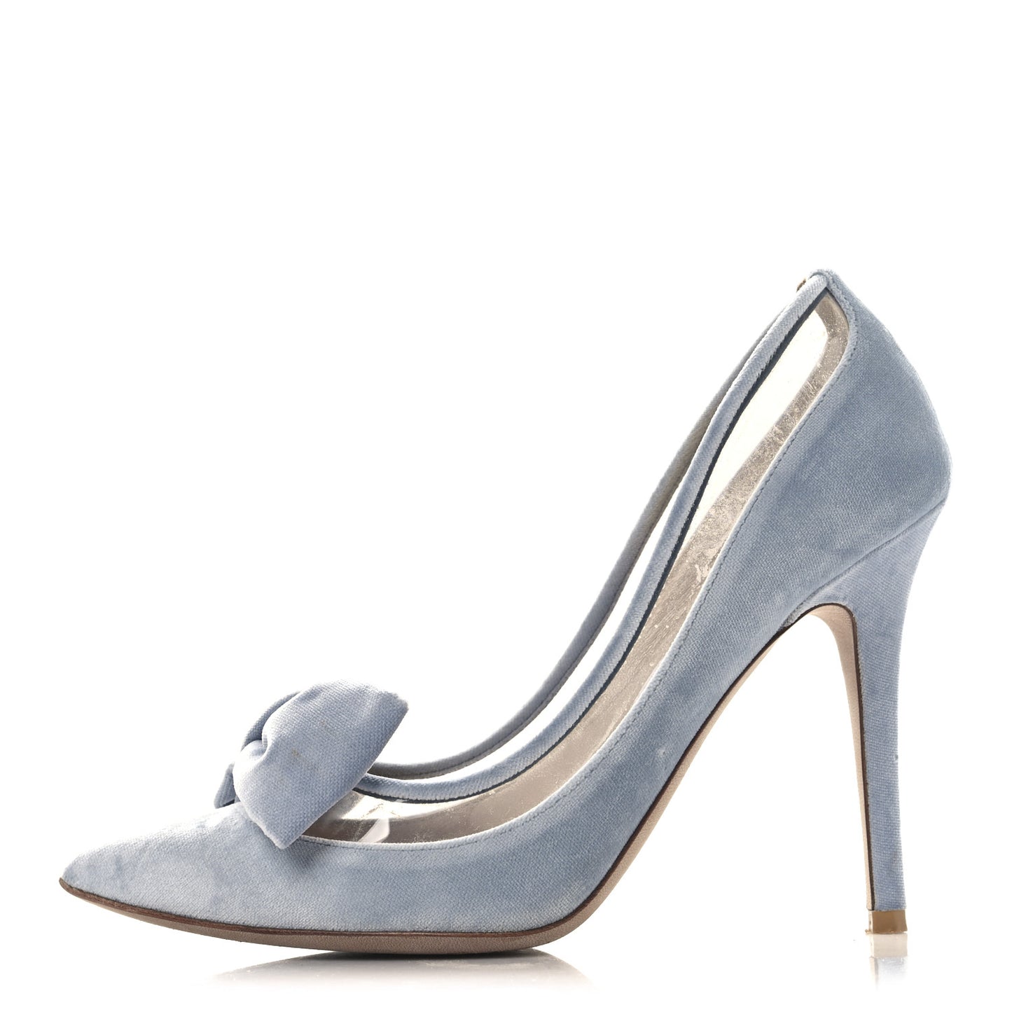 Velvet PVC Dollybow Pumps 37 Light Blue
