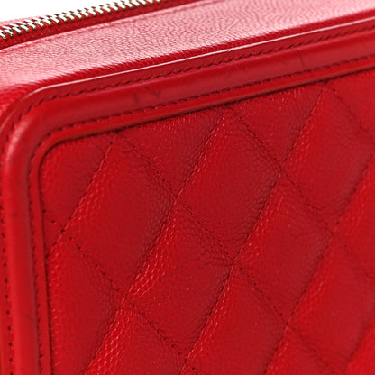 Chanel Caviar Quilted Filigree Vanity Clutch With Chain Red 10 of 12