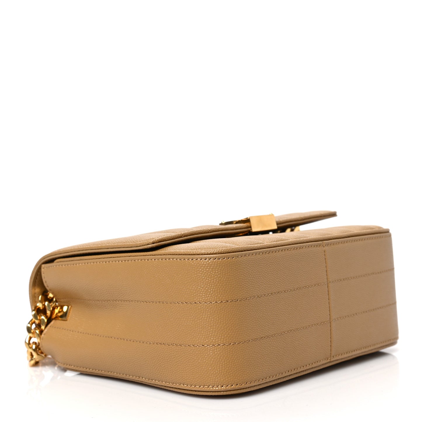 Grain De Poudre Matelasse Monogram Medium Vicky Chain Bag Dark Beige