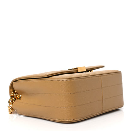 Saint Laurent Grain De Poudre Matelasse Monogram Medium Vicky Chain Bag Dark Beige 4 of 8