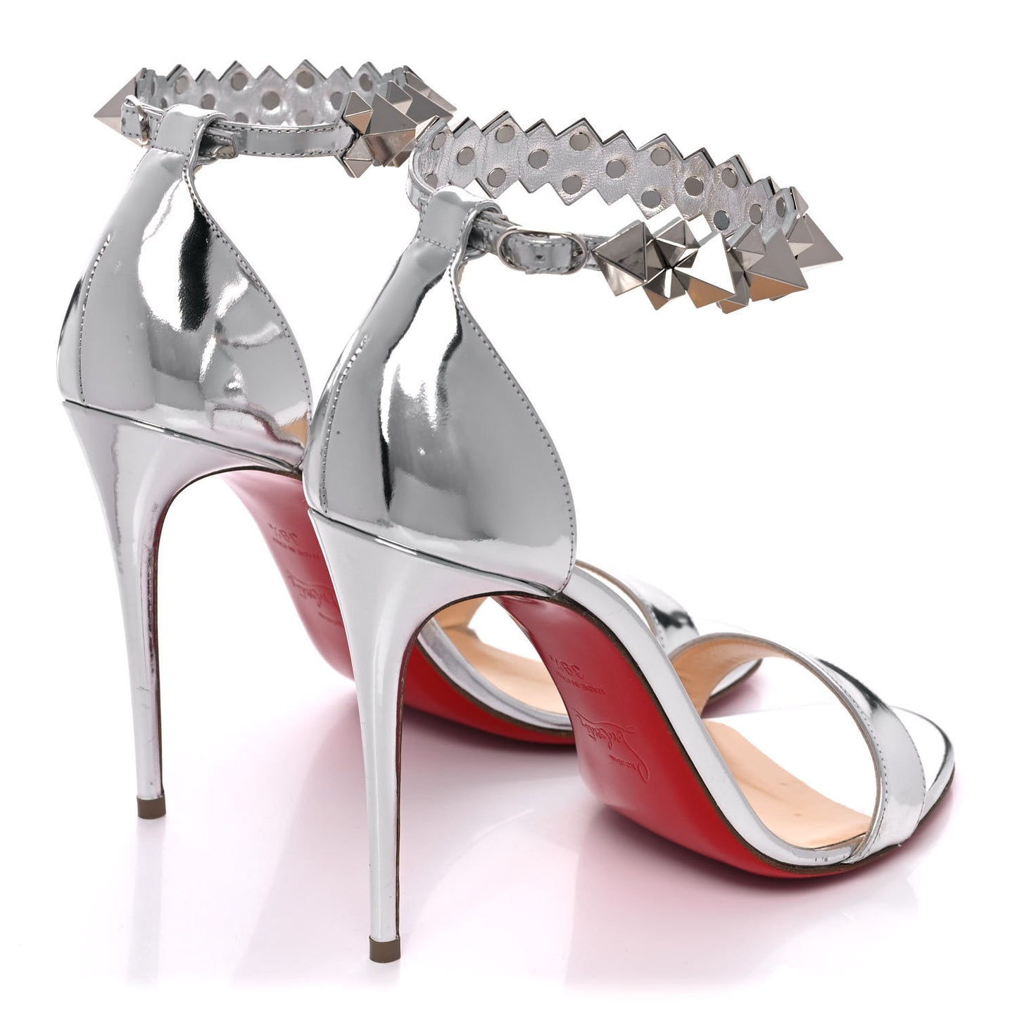 Specchio Calfskin Planetava 100 Spike Sandals 39.5 Silver