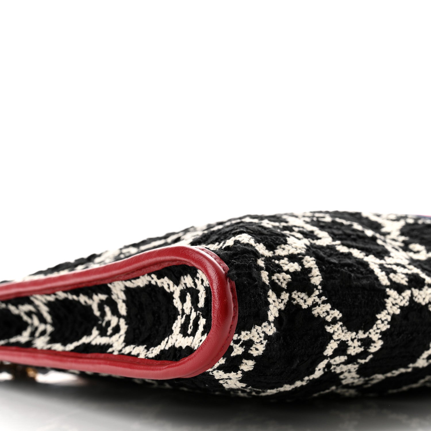 Gucci Tweed GG Monogram Large Rajah Chain Tote Romantic Cherry Black White 10 of 11