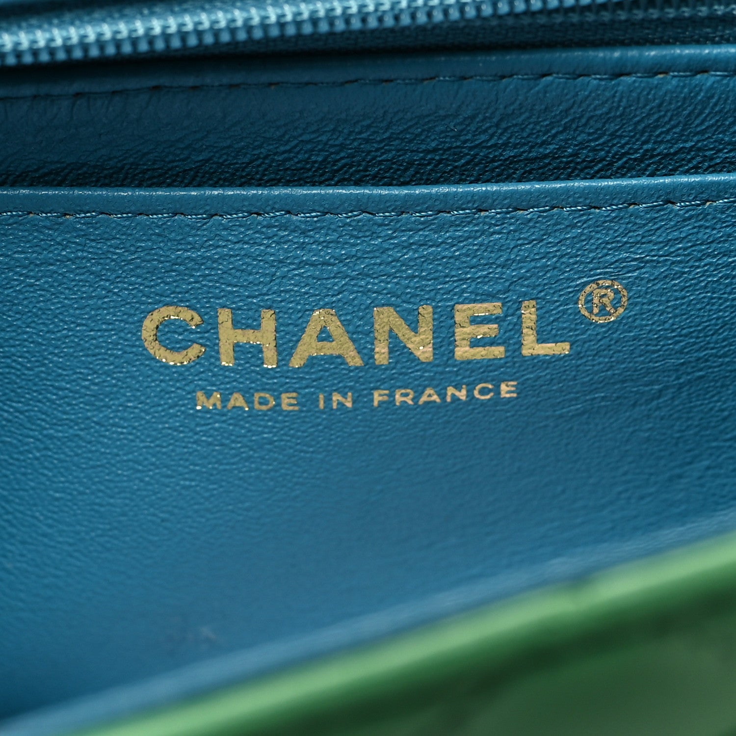 Chanel Lambskin Quilted Mini Rectangular Flap Green Blue 6 of 11