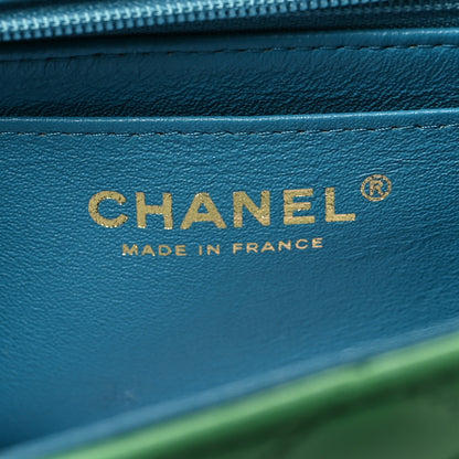 Chanel Lambskin Quilted Mini Rectangular Flap Green Blue 6 of 11