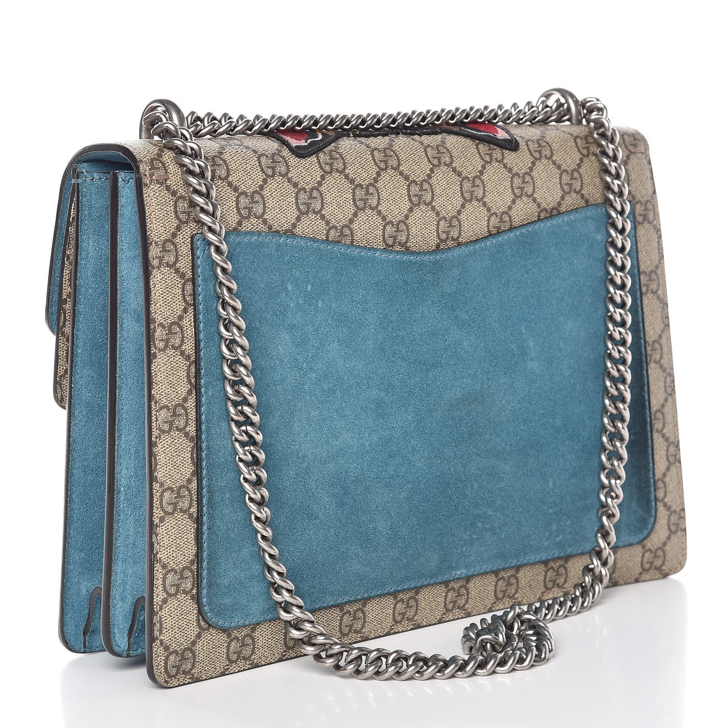 GG Supreme Monogram Angry Cat Embroidered Medium Dionysus Shoulder Bag Beige Ultramarine