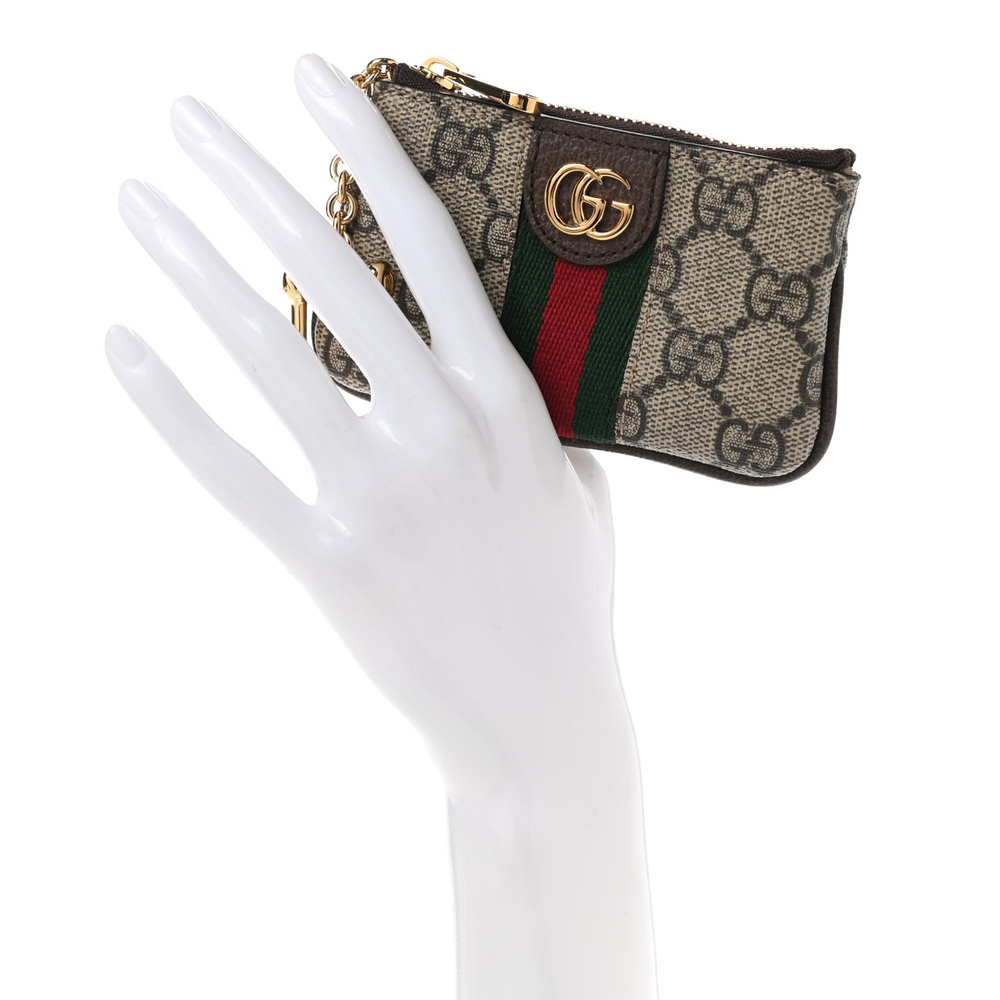 GG Supreme Monogram Web Ophidia Key Case Beige New Acero