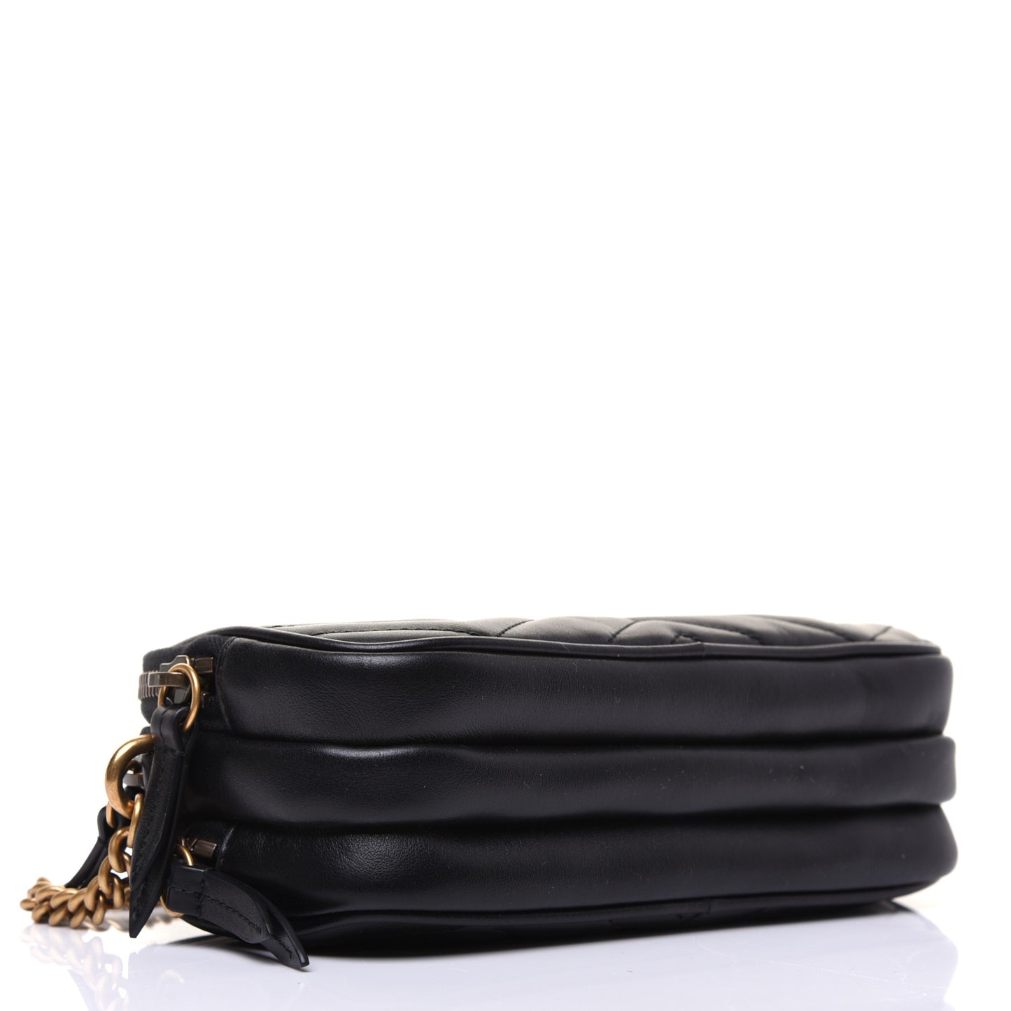 Calfskin Matelasse Mini GG Marmont Chain Crossbody Bag Black