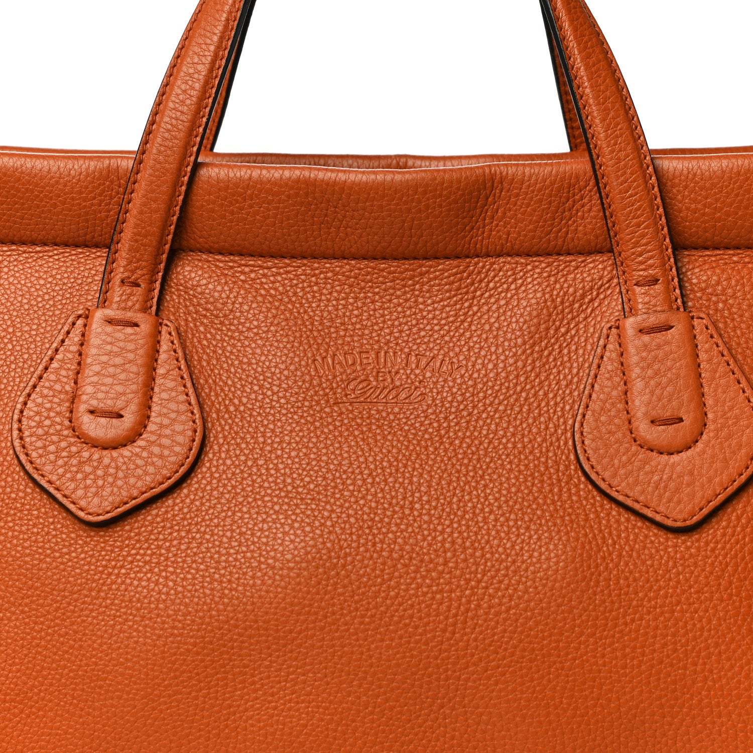 Gucci Pebbled Calfskin Large Lady Tassel Top Handle Bag Orange 9 of 17