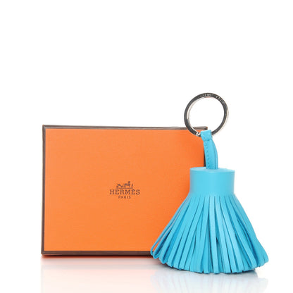 Hermes Lambskin Carmen Tassel Key Holder Bleu Azteque 4 of 4