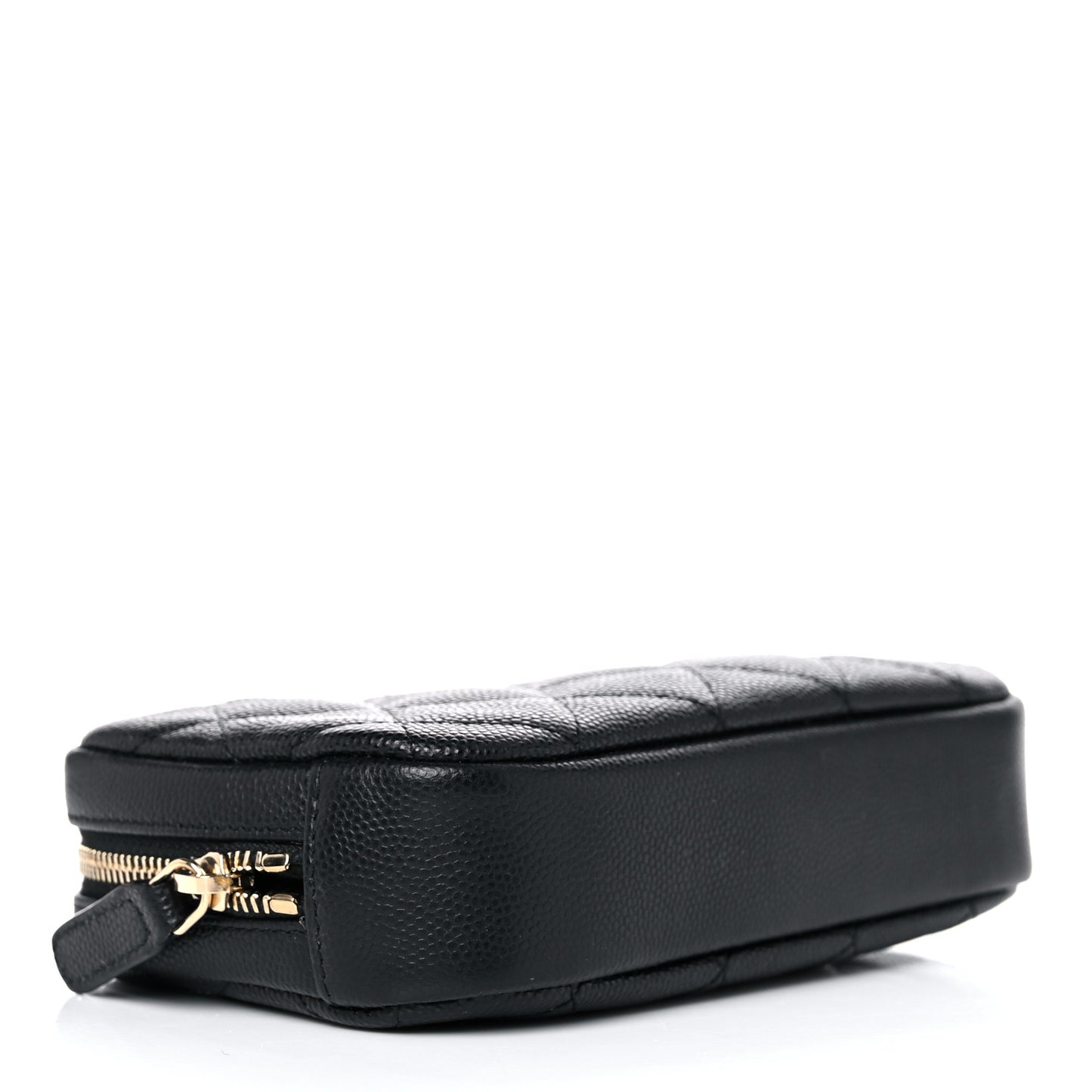 Caviar Quilted Small Curvy Pouch Cosmetic Case Black