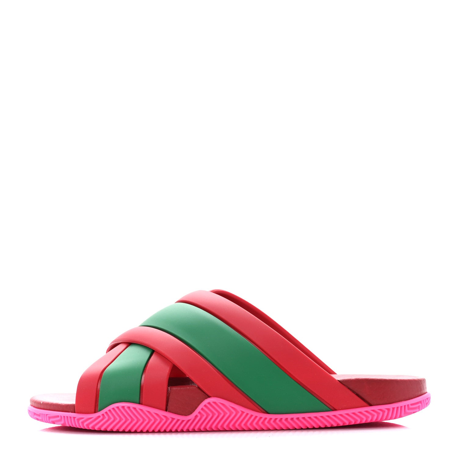 Gucci Rubber Web Womens Criss Cross Slide Sandals 38 Coral New Shamarock 1 of 12