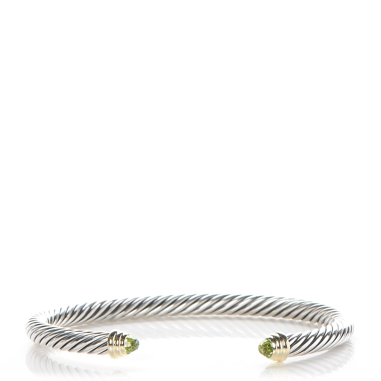 Sterling Silver 14K Yellow Gold Peridot 5mm Cable Classics Petite Color Bracelet