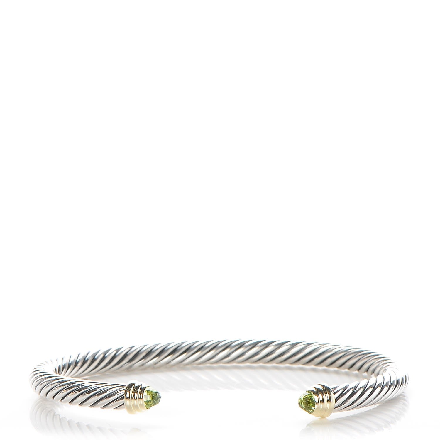 David Yurman Sterling Silver 14K Yellow Gold Peridot 5mm Cable Classics Petite Color Bracelet 1 of 4