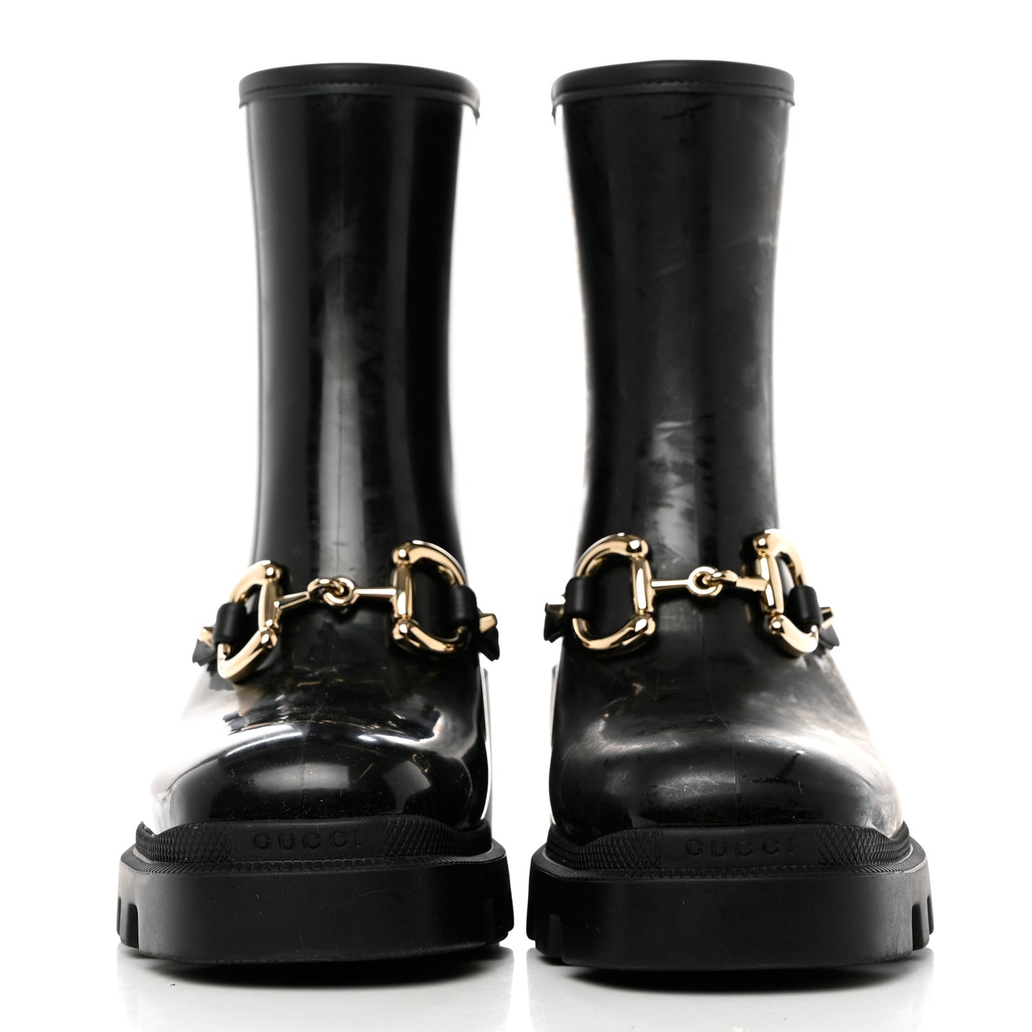 Rubber Womens Horsebit Ankle Boots 37 Black